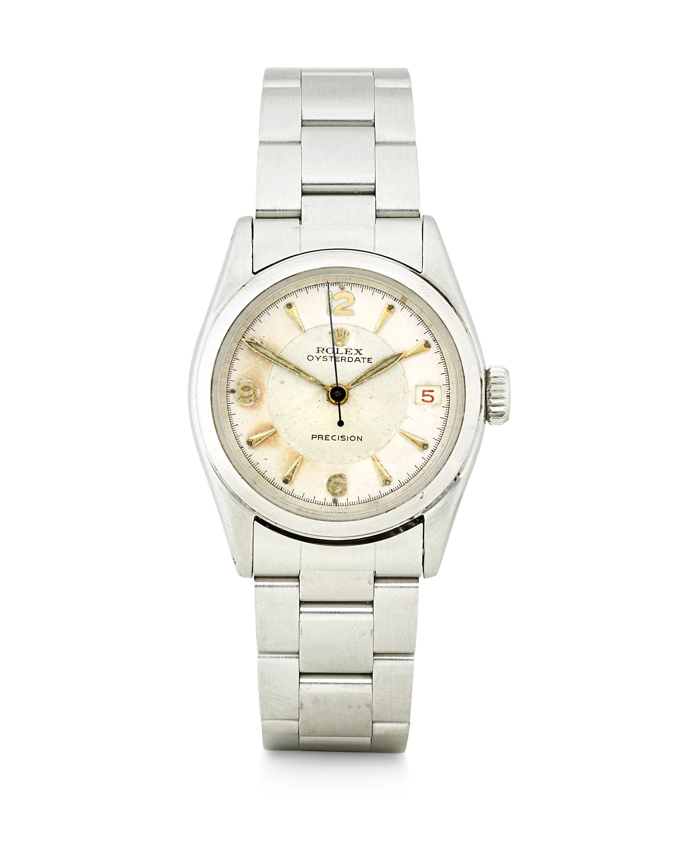 Rolex. A stainless steel manual wind wristwatch with red date OysterDate Precision, Ref: 6066, circa 1961