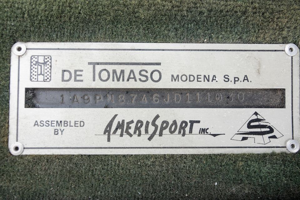 <B>1987 DeTomaso Pantera GT5-S</B><br />VIN. 1A9PN8746JD111030