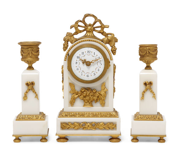 Bonhams : A French gilt bronze mounted marble garniture early 20th century