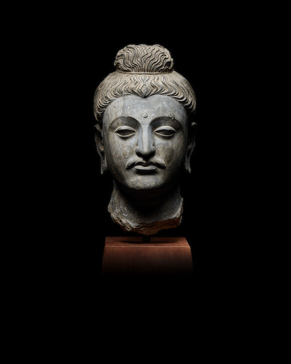 Bonhams : A LARGE SCHIST HEAD OF BUDDHA ANCIENT REGION OF GANDHARA, 3RD ...