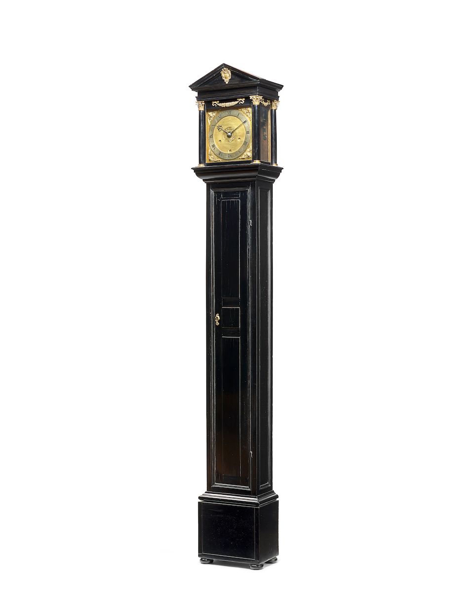 Bonhams A rare architectural period ebony veneered longcase clock
