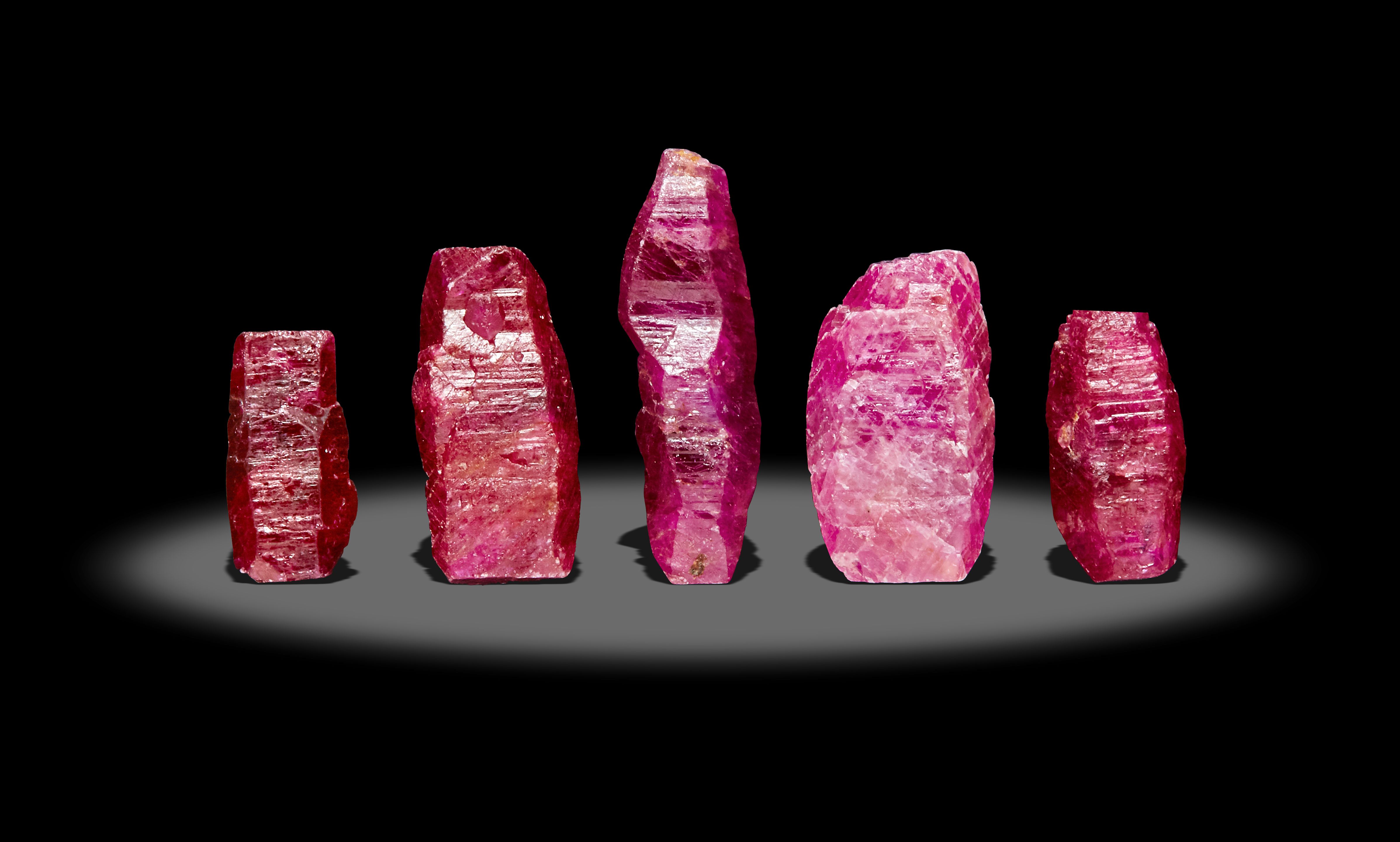 Group of Five Ruby Crystals