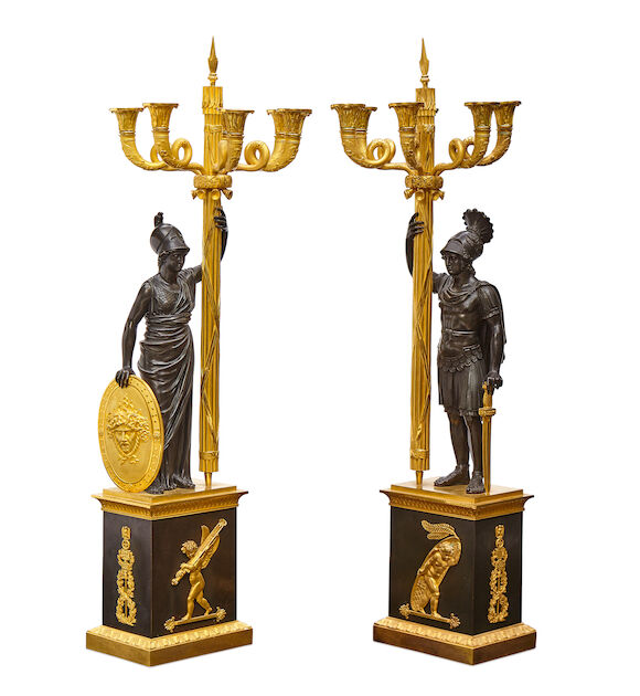 Bonhams : An impressive pair of Empire gilt and patinated bronze ...