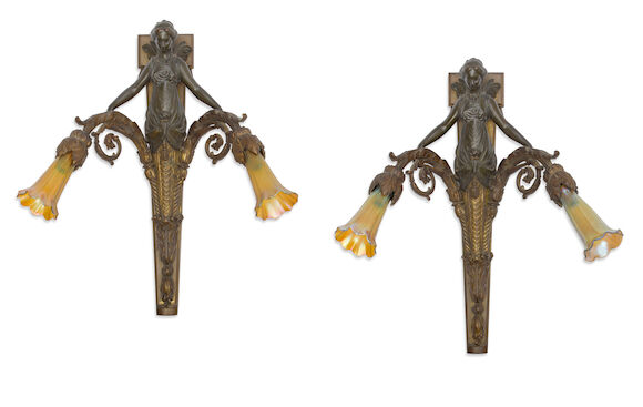 Bonhams : A pair of French gilt and patinated bronze two light bras de ...