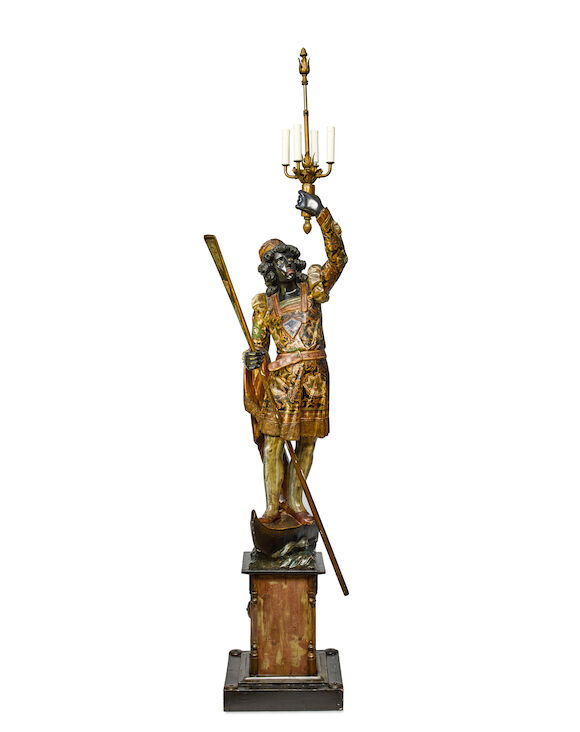 Bonhams : A Venetian ebonized parcel-gilt and polychrome decorated ...