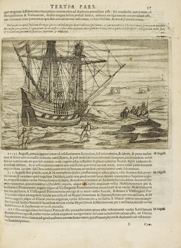 Bonhams : VEER, GERRIT DE. c.1573-AFTER 1598. Diarum nauticum seu vera ...