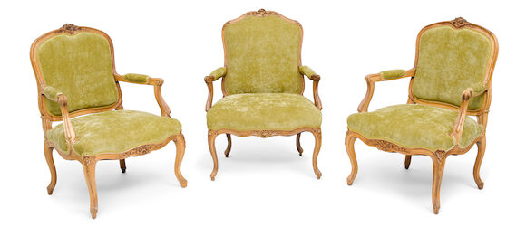 Bonhams : A Pair of Louis XV carved walnut and beechwood Fauteuils And ...