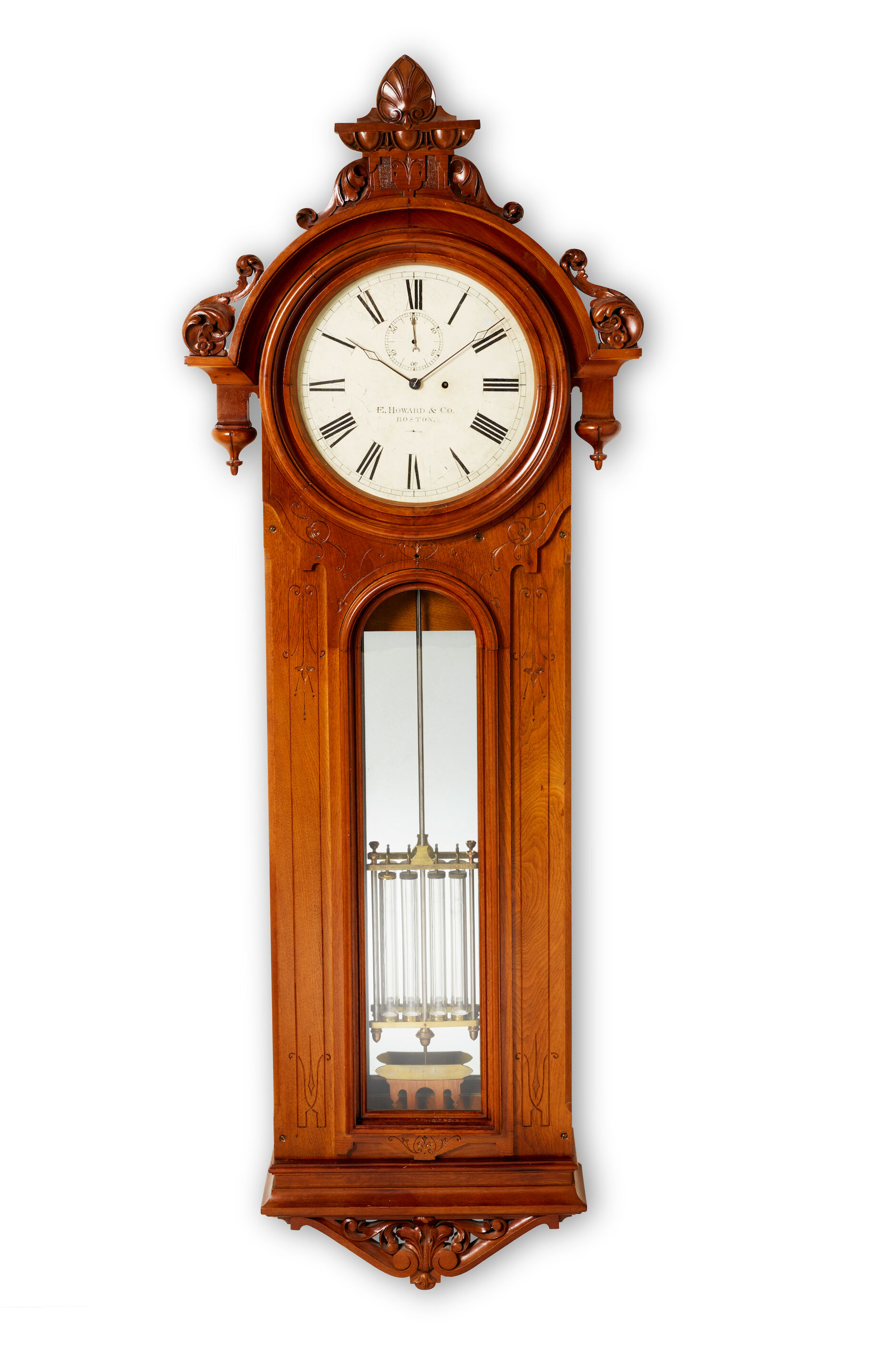 A fine and rare carved walnut wall regulator "Watchmakers' Regul