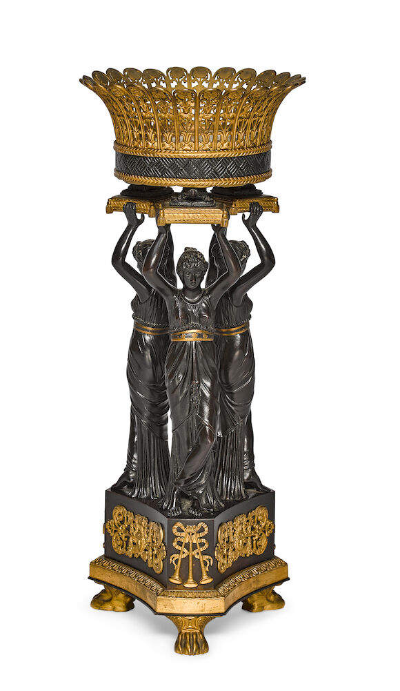 Bonhams : An Empire style gilt and patinated bronze centerpiece