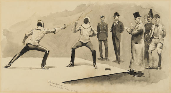 Sabre Execution Bonhams : Frederic Remington (1861-1909) Dismounted Sabre Contest 10 3/ ...