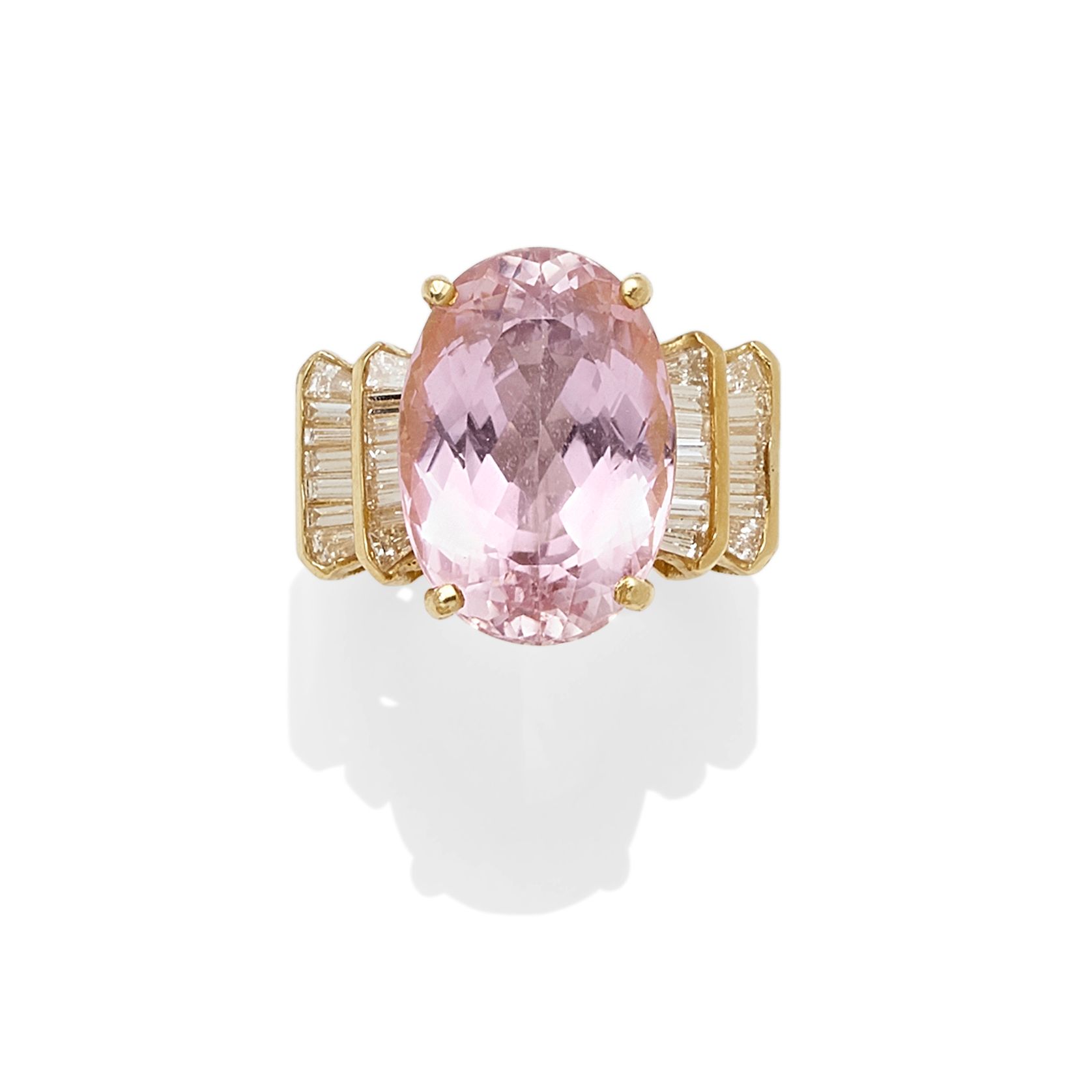A kunzite and diamond ring