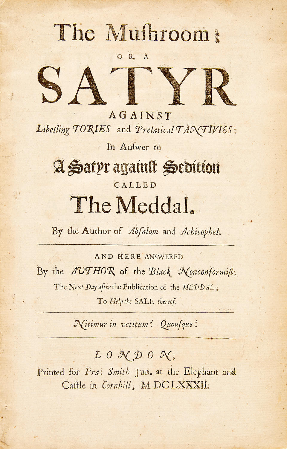 Bonhams Dryden John 1631 1700 Absalom And Achitophel A Poem