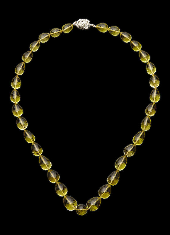 Bonhams : Lemon Quartz Bead Necklace