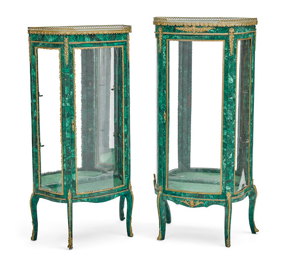 Bonhams : A Pair of Louis XVI style gilt bronze mounted malachite ...
