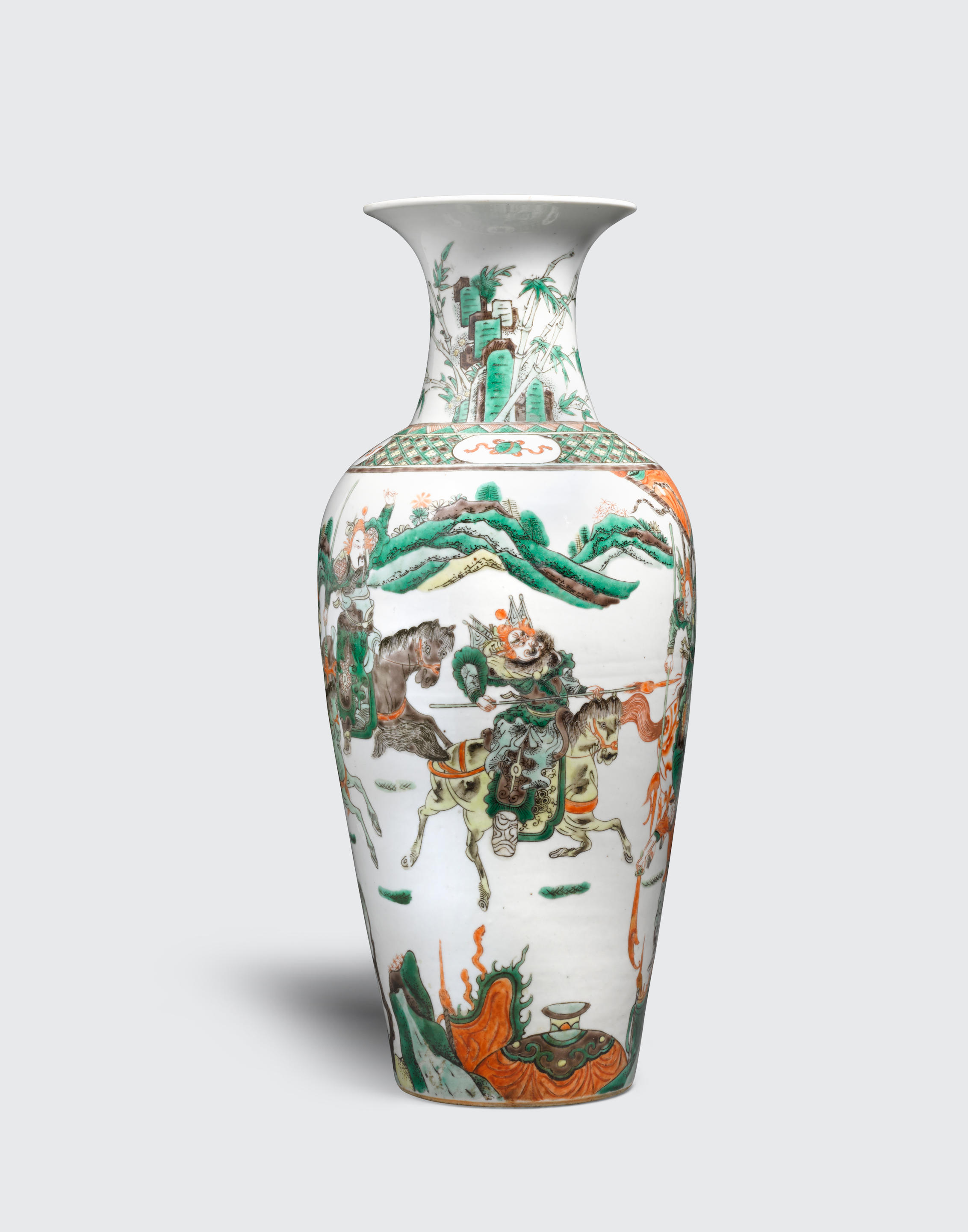 A famille verte enameled baluster vase