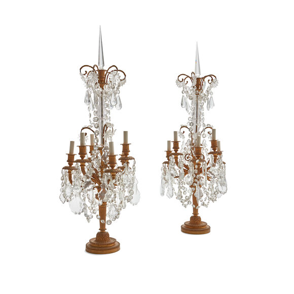 Bonhams : A Pair of Louis XVI Style Gilt Bronze and Glass Six Light ...