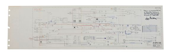 Bonhams : APOLLO 15: KRANZ SIGNED LUNAR MODULE SIGNAL FLOW DATA SHEET.