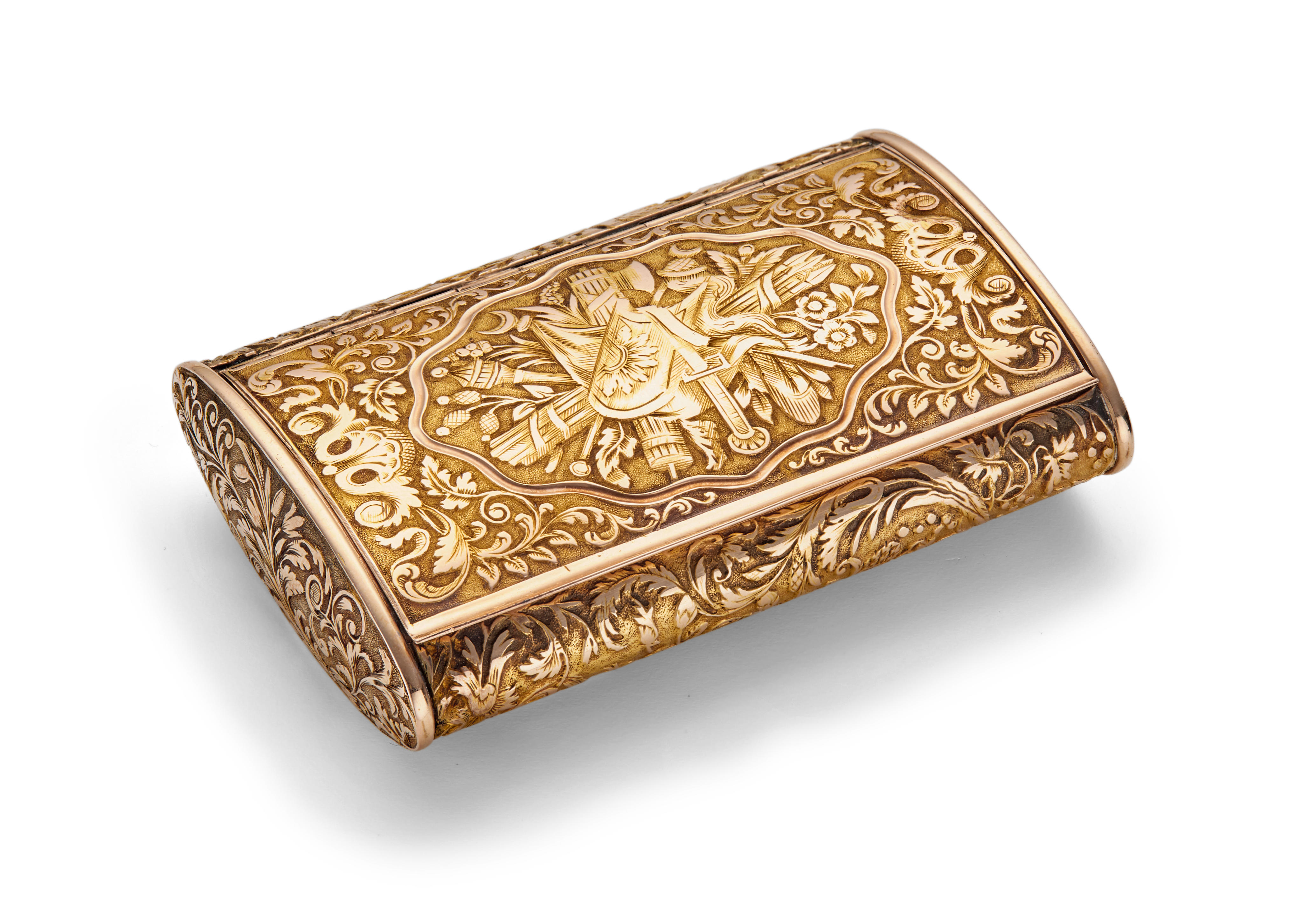 A continental chased and engraved snuff box for the Turkish market
