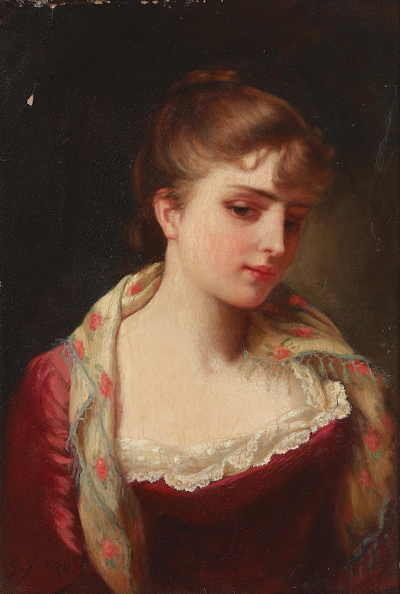 Bonhams : Gustave Jean Jacquet (French, 1846-1909) A portrait of lady ...