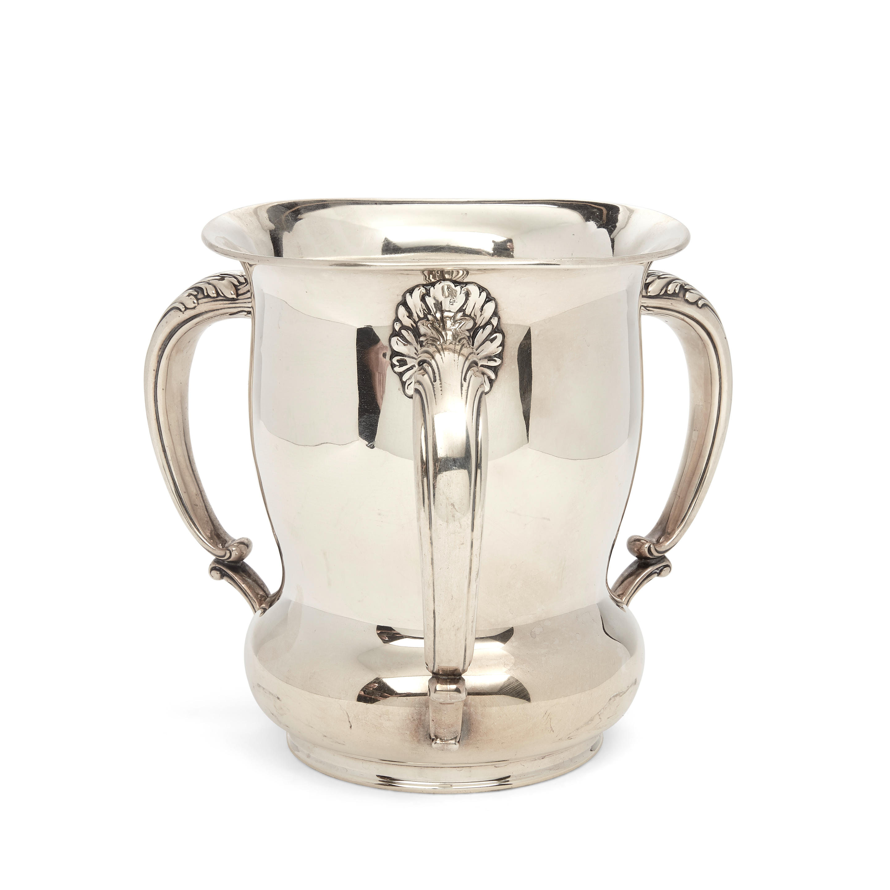 An American sterling silver three-handled loving cup