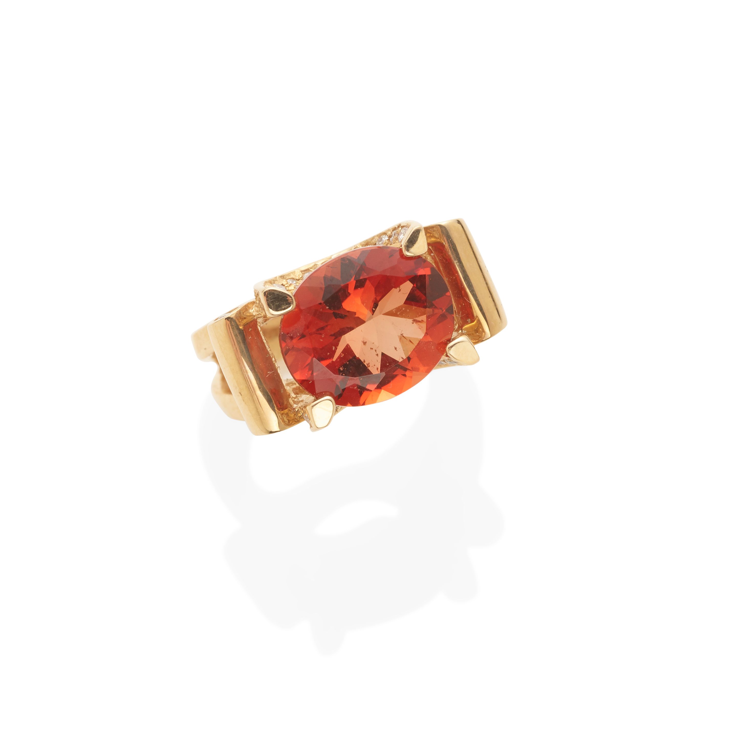 Sunstone and Diamond Ring