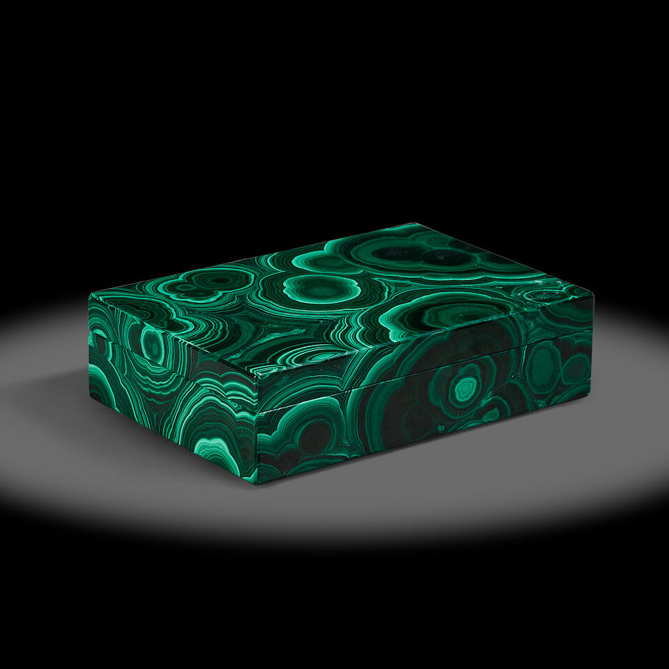 "bulls eye" malachite box
