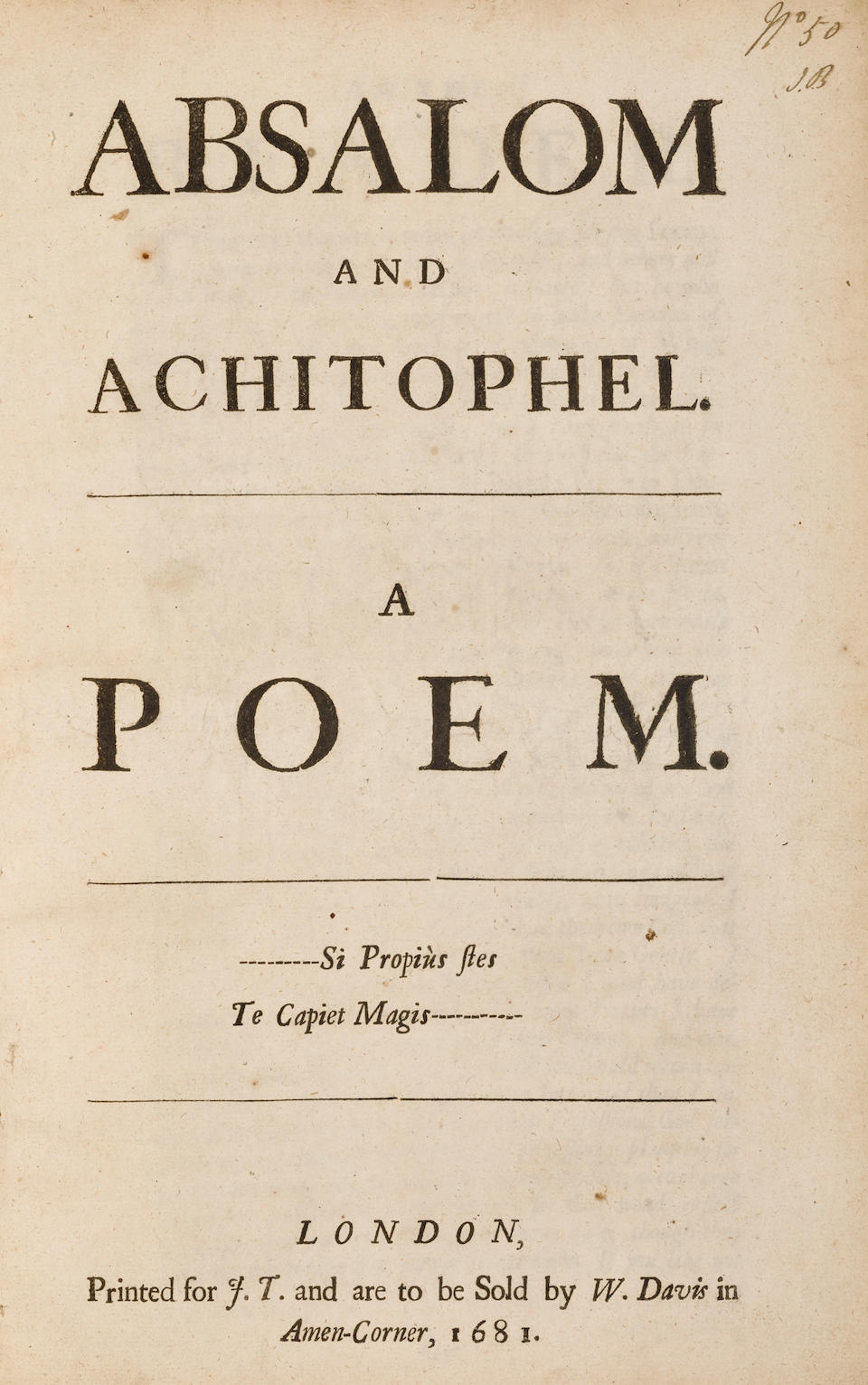 Bonhams Dryden John 1631 1700 Absalom And Achitophel A Poem