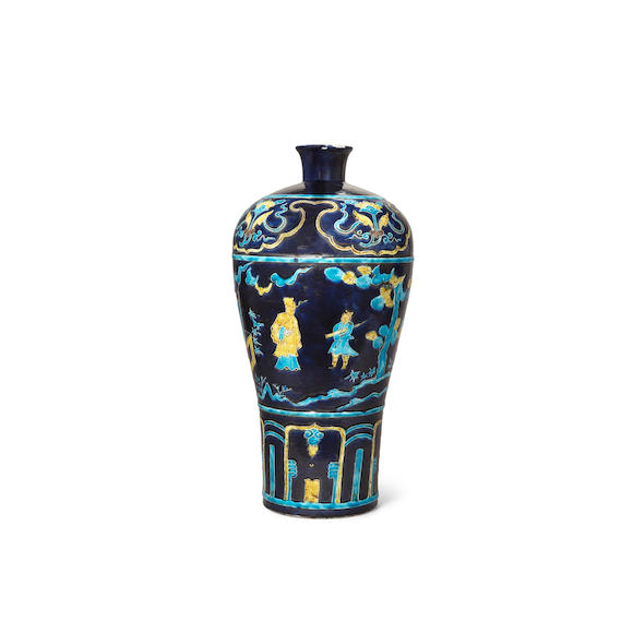 Bonhams : A Fahua Molded Turquoise, Yellow and Aubergine-glazed ...