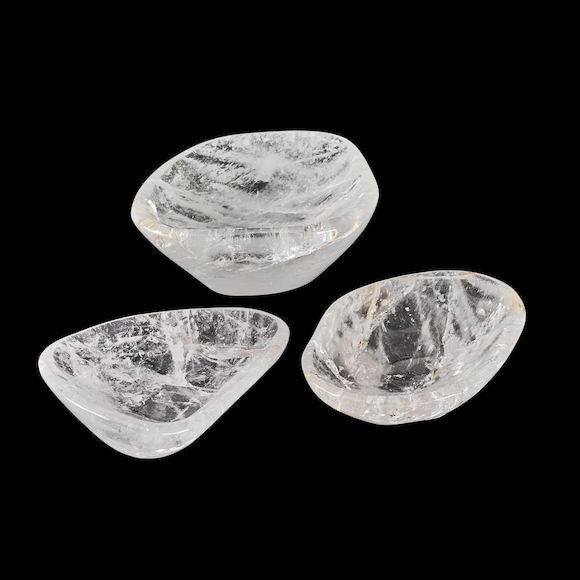 Bonhams Three Rock Crystal Quartz Bowls