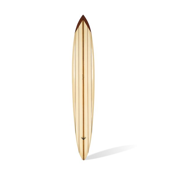 Bonhams A REYNOLDS YATER 7 STRINGER GUN SURFBOARD