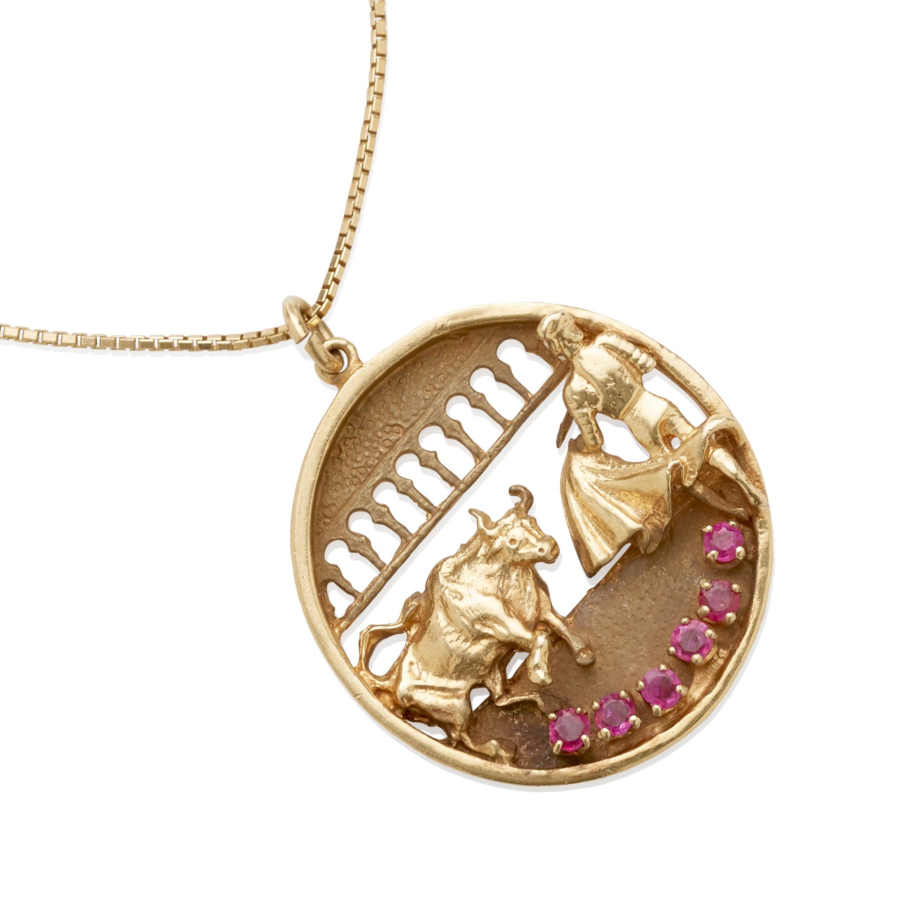 Gold and Ruby Charm Pendant