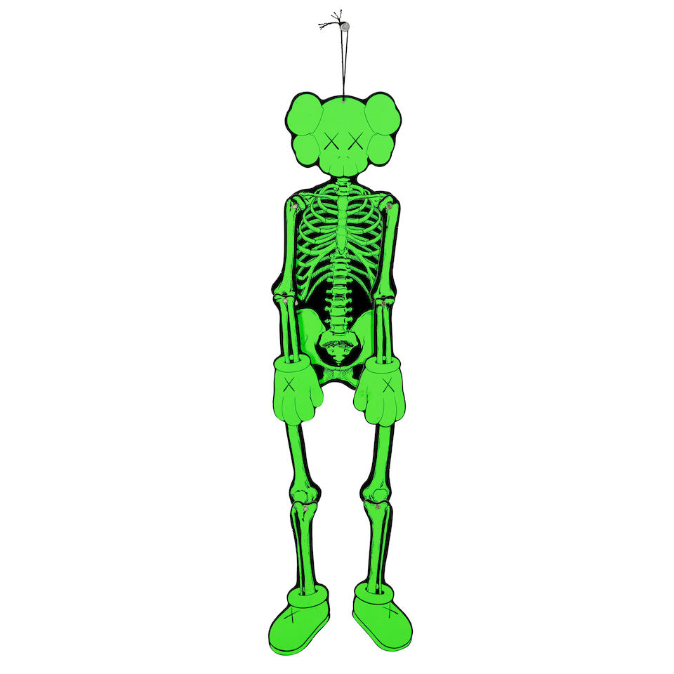 Bonhams : KAWS x OriginalFake; Skeleton Companions (Orange; Green; Pink);
