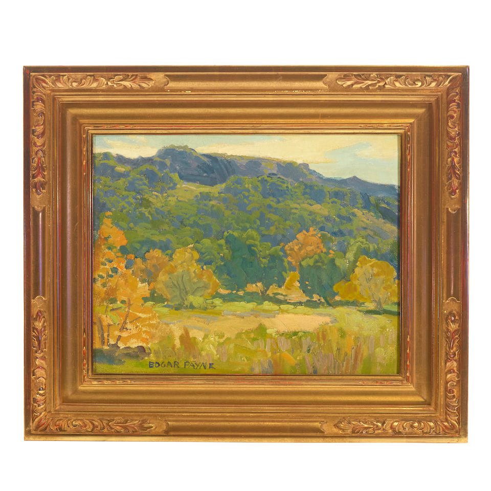 Bonhams : Edgar Payne (1883-1947) Laguna Canyon, Autumn Scene 13 3/4 x ...