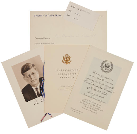 Bonhams : ELEANOR ROOSEVELT'S 1961 INVITATION AND TICKET TO KENNEDY'S ...