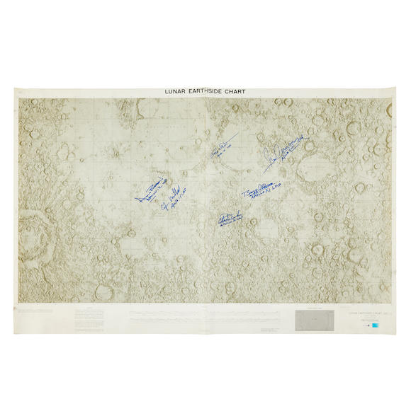 Bonhams Apollo Moonwalker Signed Lunar Planning Chart Lunar Earthside