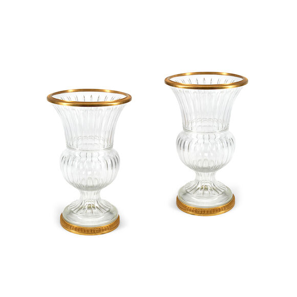 Bonhams : A pair of Neoclassical style gilt bronze mounted glass ...