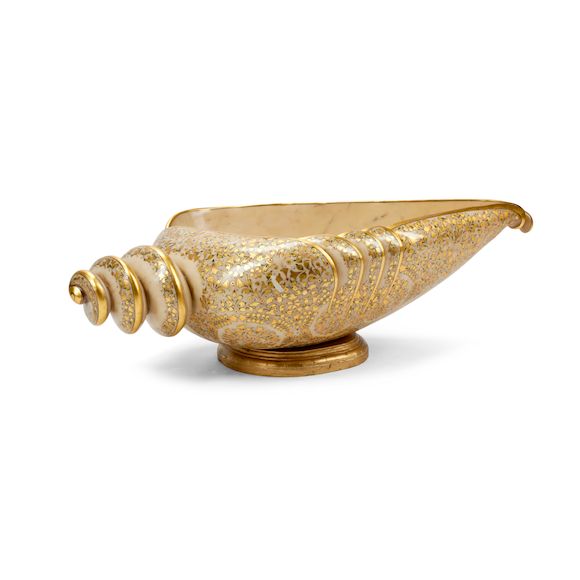 bonhams-a-gilt-decorated-marble-shell-form-centerpiece
