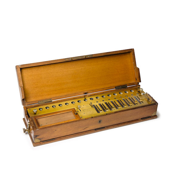 Bonhams : LOUIS PAYEN P3B ARITHMOMETER No 3632, Paris, c.1900, oak case ...