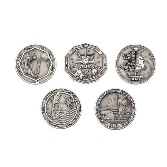 Bonhams : SPACE SHUTTLE ROBBINS SILVER MEDALLION GROUP STS 73, 74, 72 ...