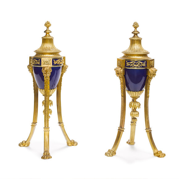 Bonhams : A PAIR OF LOUIS XVI STYLE GILT BRONZE AND ENAMEL COVERED ...