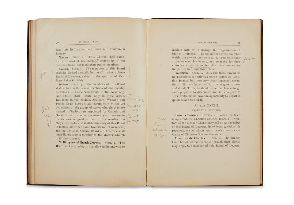 Bonhams : MARK TWAIN'S ANNOTATED COPY OF MARY BAKER EDDY'S CHURCH