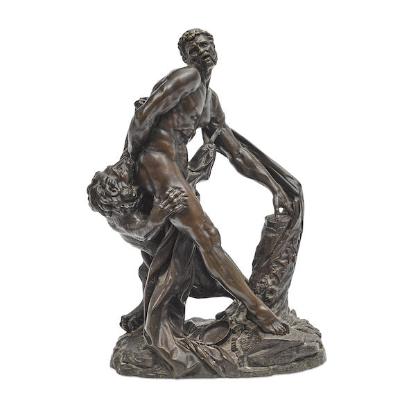 Bonhams : A PATINATED BRONZE FIGURAL GROUP MILO OF CROTONA DEVOURED BY ...