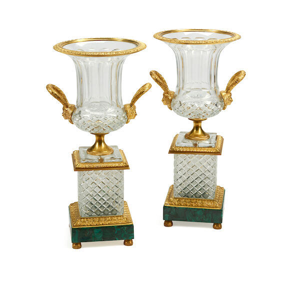 Bonhams : A PAIR OF NEOCLASSICAL STYLE GILT BRONZE MOUNTED GLASS AND ...