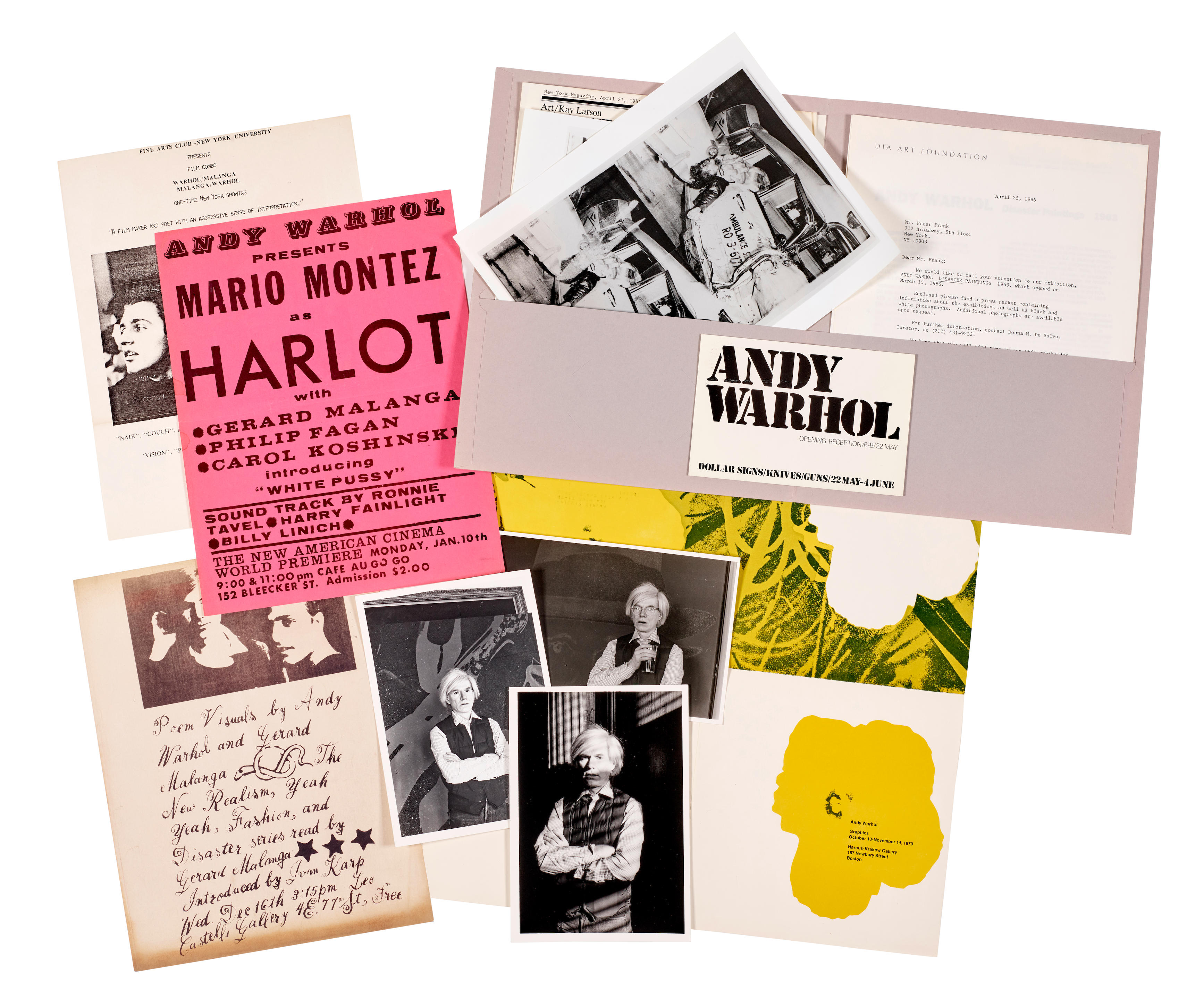 A COLLECTION OF ANDY WARHOL INVITATIONS, POSTERS, AND EPHEMERA.