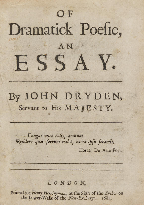 dryden's essay of dramatic poesy is a work of