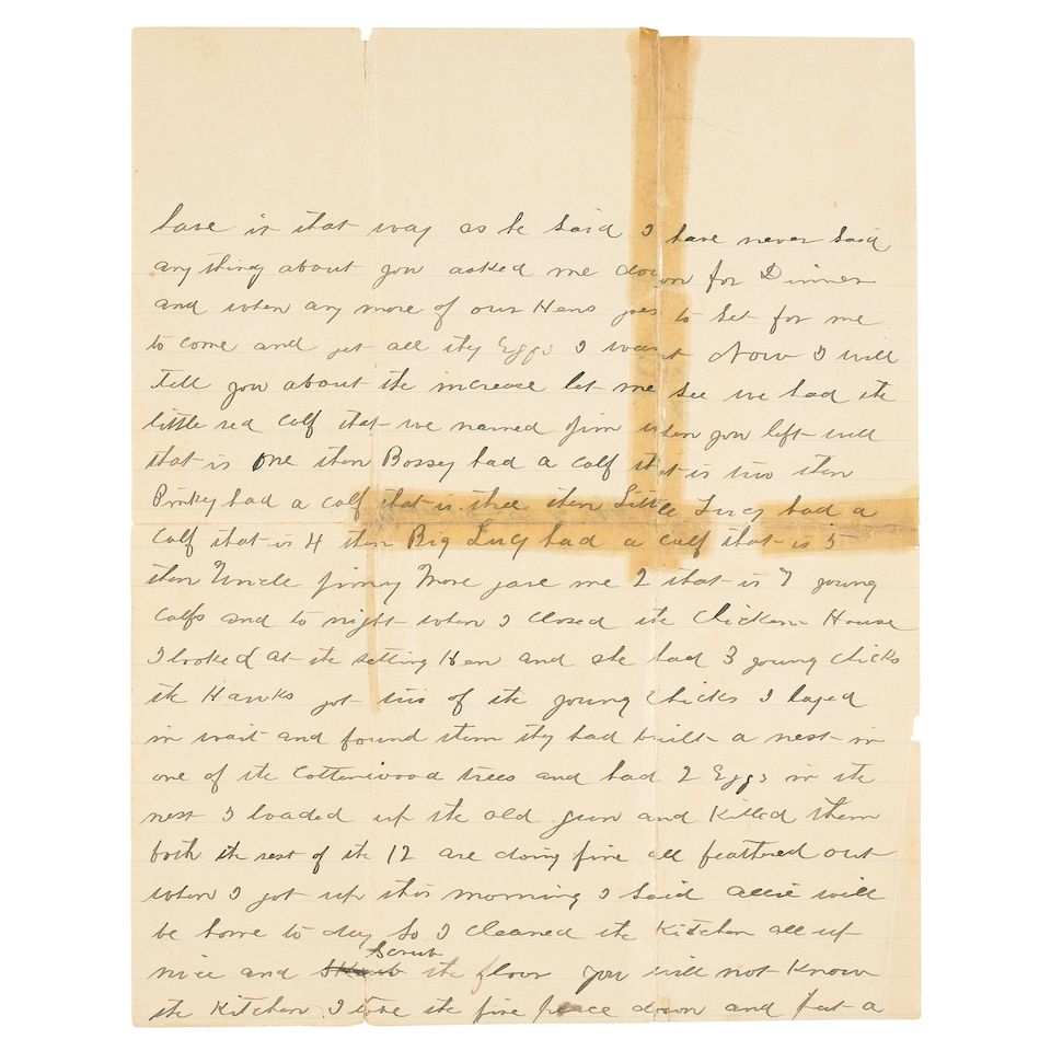 Bonhams VIRGIL EARP TO ALLIE ON DOMESTIC LIFE. Partial Autograph