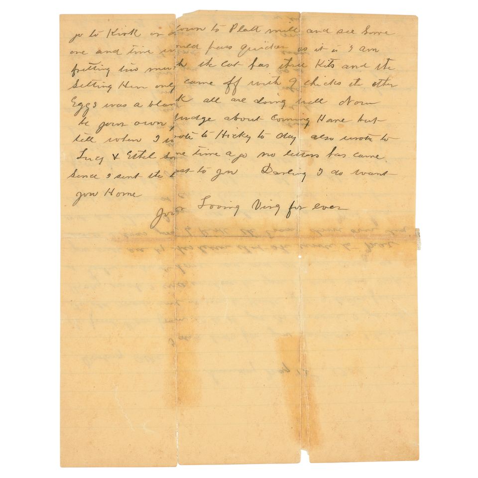 Bonhams VIRGIL EARP LONGS FOR HIS WIFE TO COME HOME. Autograph Letter