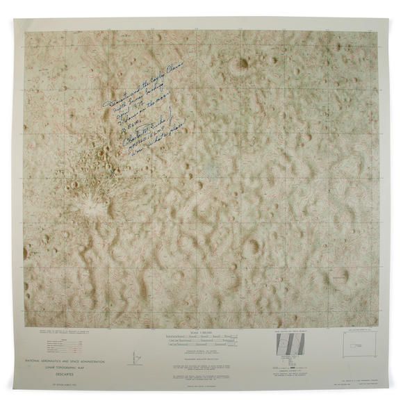 Bonhams Apollo 16 Lunar Chart Charlie Duke Summarizes The Mission