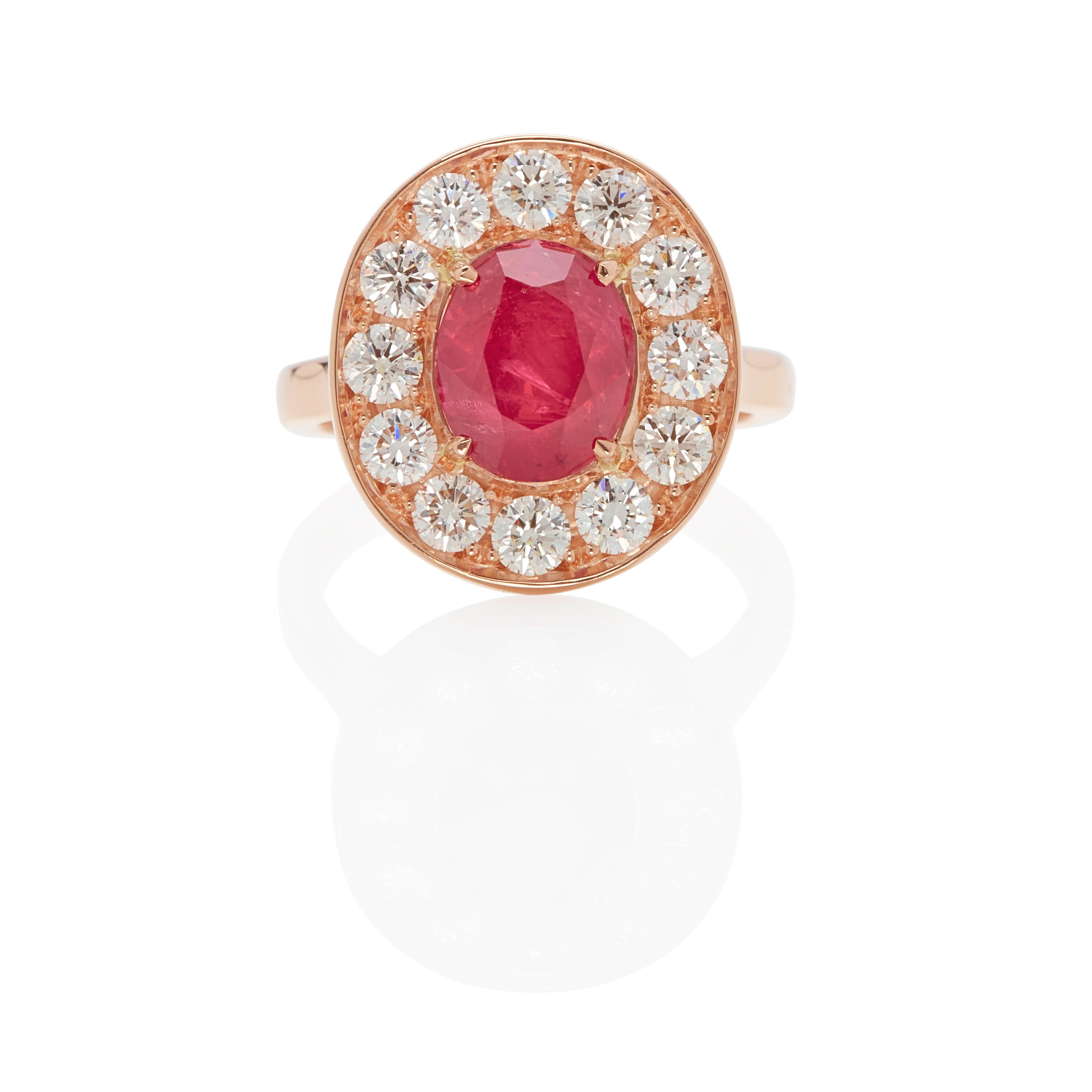 18K ROSE GOLD, RUBY AND DIAMOND RING