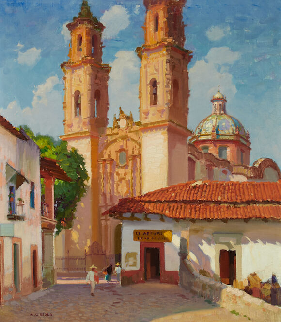 Bonhams : Arthur Grover Rider (1886-1975) Figures outside Taxco ...
